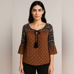 🌿 Angie Boho Peasant Tunic Blouse - Size S 🌿